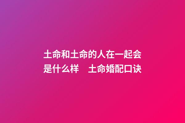 土命和土命的人在一起会是什么样　土命婚配口诀